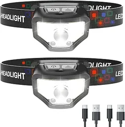LED Rechargeable Headlight with 1200 Lumen Light and Motion Sensor